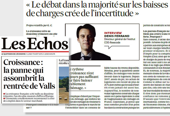 Les Echos "Une" 17/08/2015