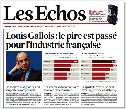 Les Echos, Une du 5/11/2013 Louis Gallois